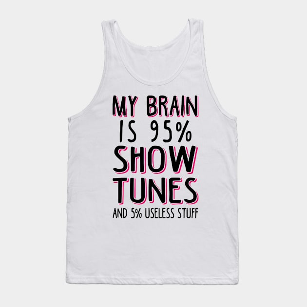 My Brain is 95% Show Tunes. Funny Theatre Gift. Tank Top by KsuAnn